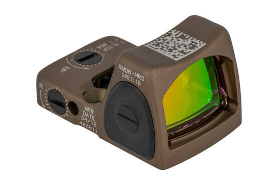 Trijicon HRS RMR Type 2 Adjustable LED Reflex sight features a 3.25 MOA reticle and anodized Coyote Brown finish
